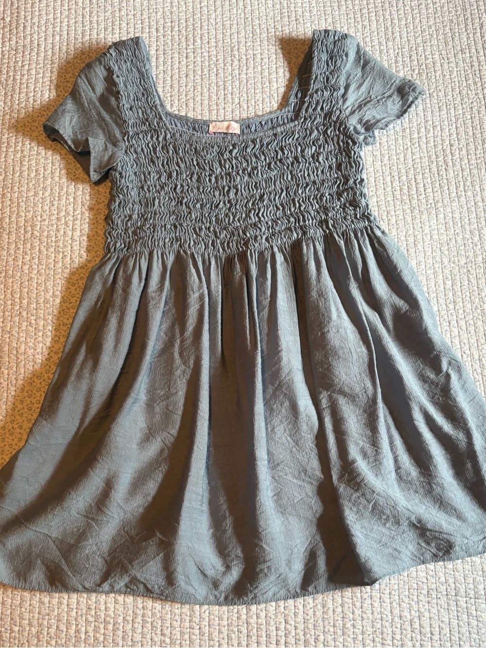 Pink Lilly Smocked Square Neck Mini Sundress